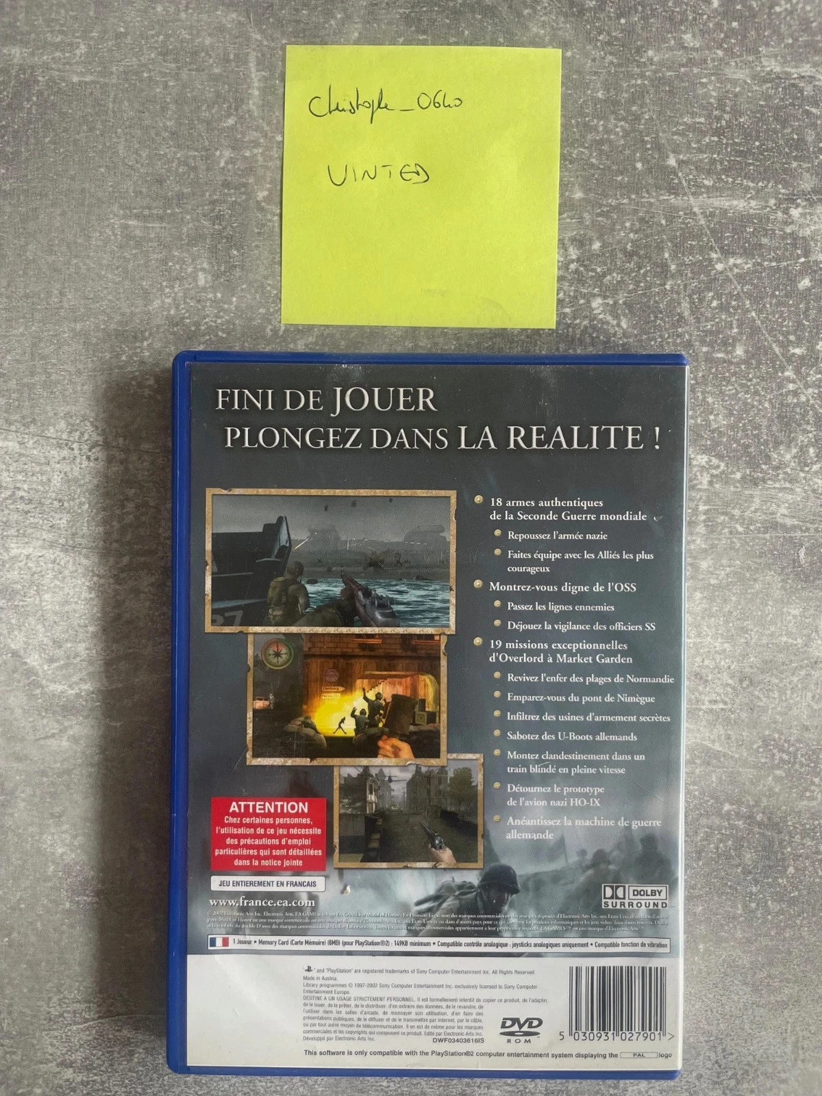 Jogo Medal of honor na linha de frente para Sony PS2 / playstation 2 em francês. – photo 3
